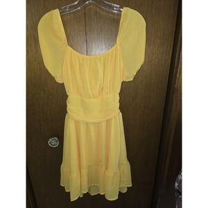 EXLURA Women's Tie Back Short Puff Sleeve Casual A Line Sundress Mini